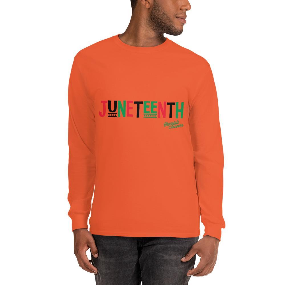 Juneteenth Pan African RBG Unisex Long Sleeve T-Shirt - Chocolate Ancestor