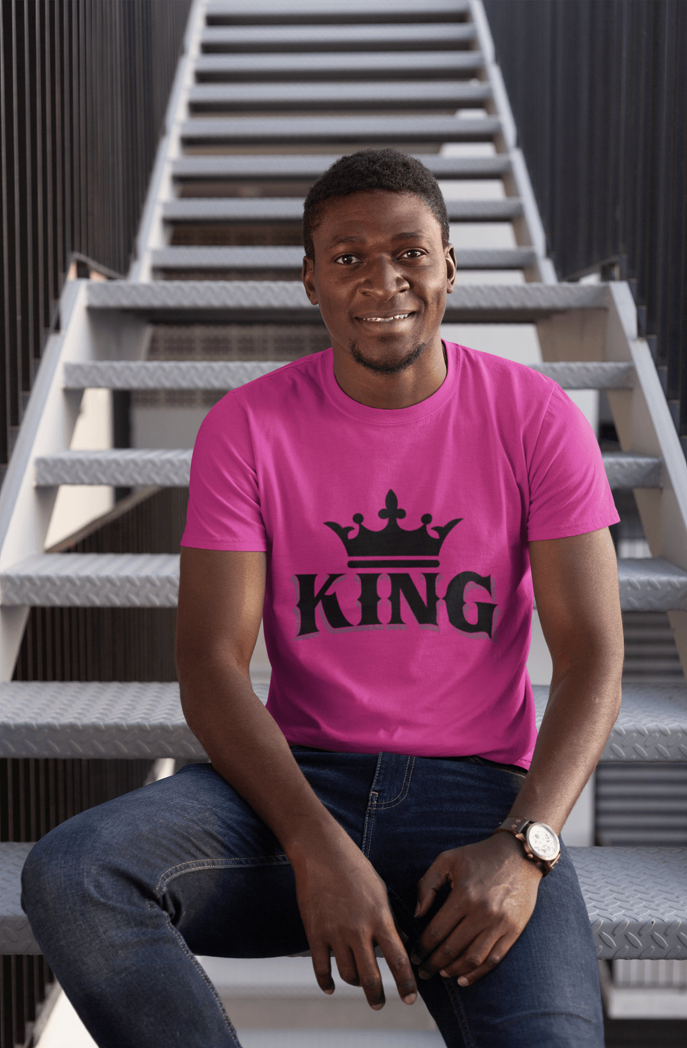 King w/ Crown (Black) Short-Sleeve Unisex T-Shirt - Chocolate Ancestor