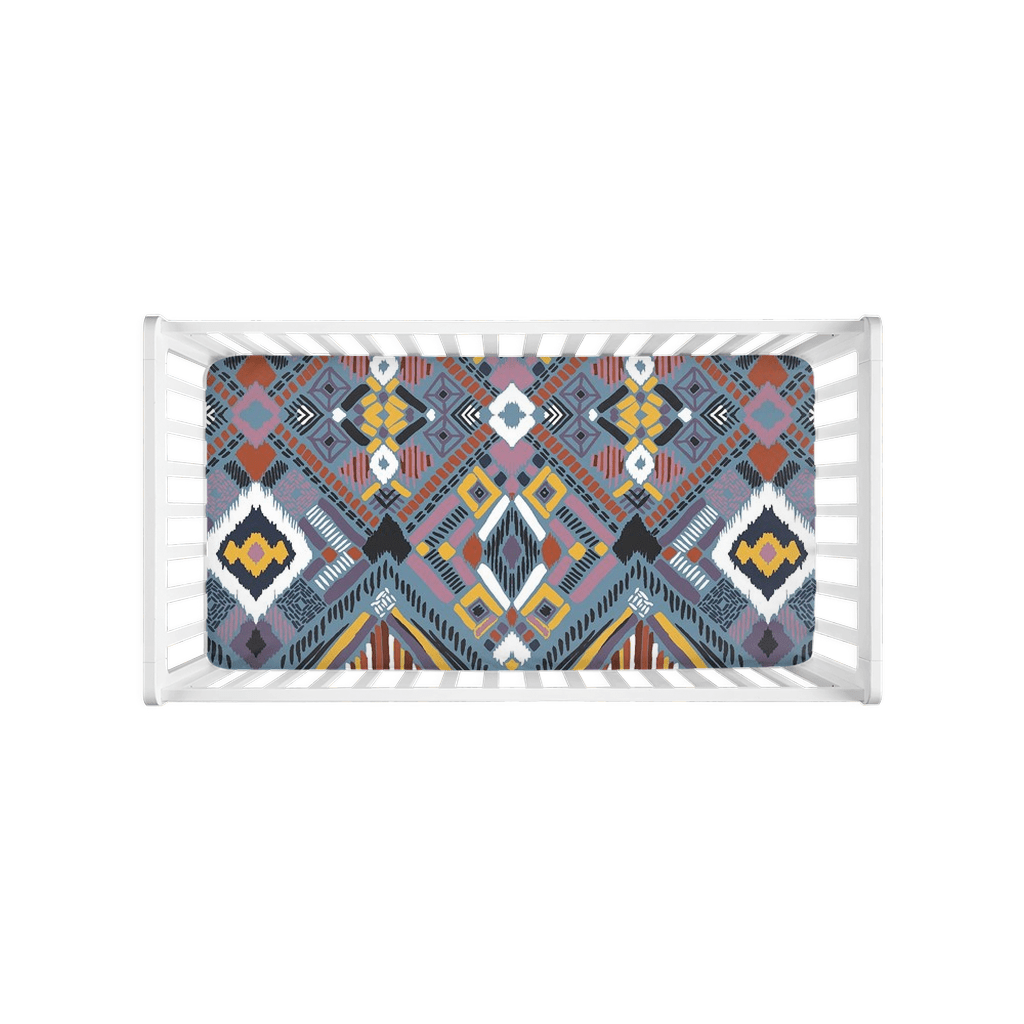 Lupine Boho Tribal Crib Sheets - Chocolate Ancestor