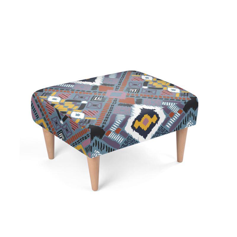 Lupine Tribal Boho Bespoke Footstool - Chocolate Ancestor