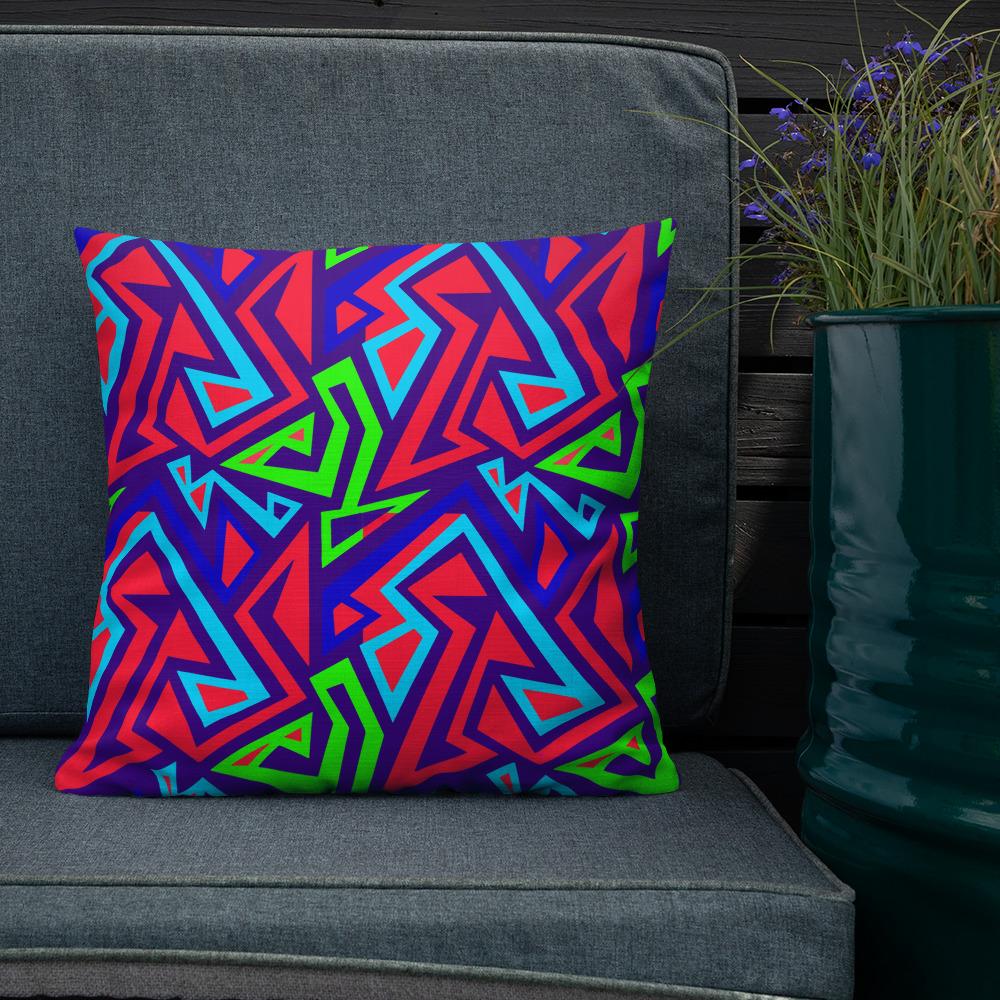 Electric Geometric Premium Pillow - Chocolate Ancestor