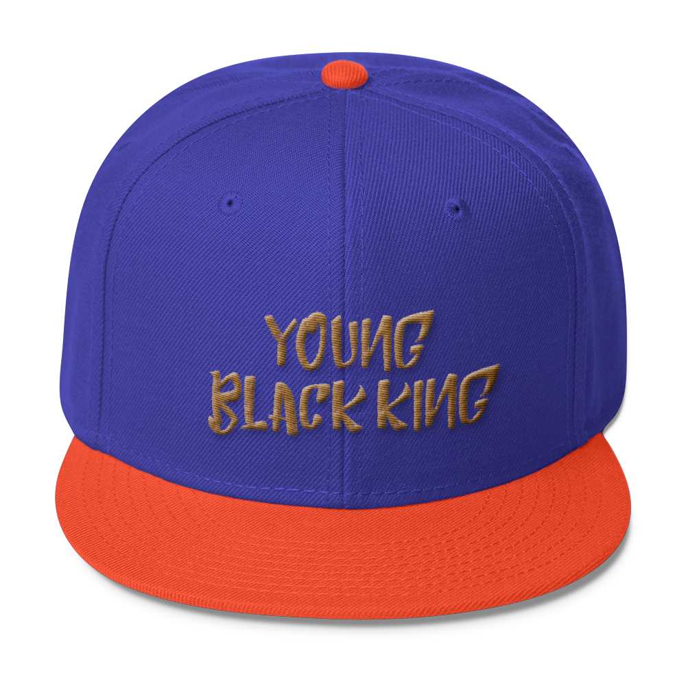 Young Black King- Gold Wool Blend Snapback - Chocolate Ancestor