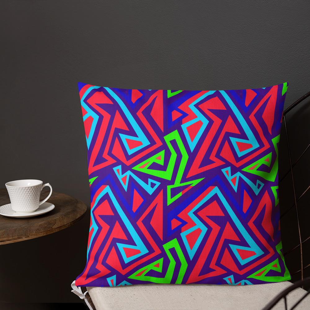 Electric Geometric Premium Pillow - Chocolate Ancestor