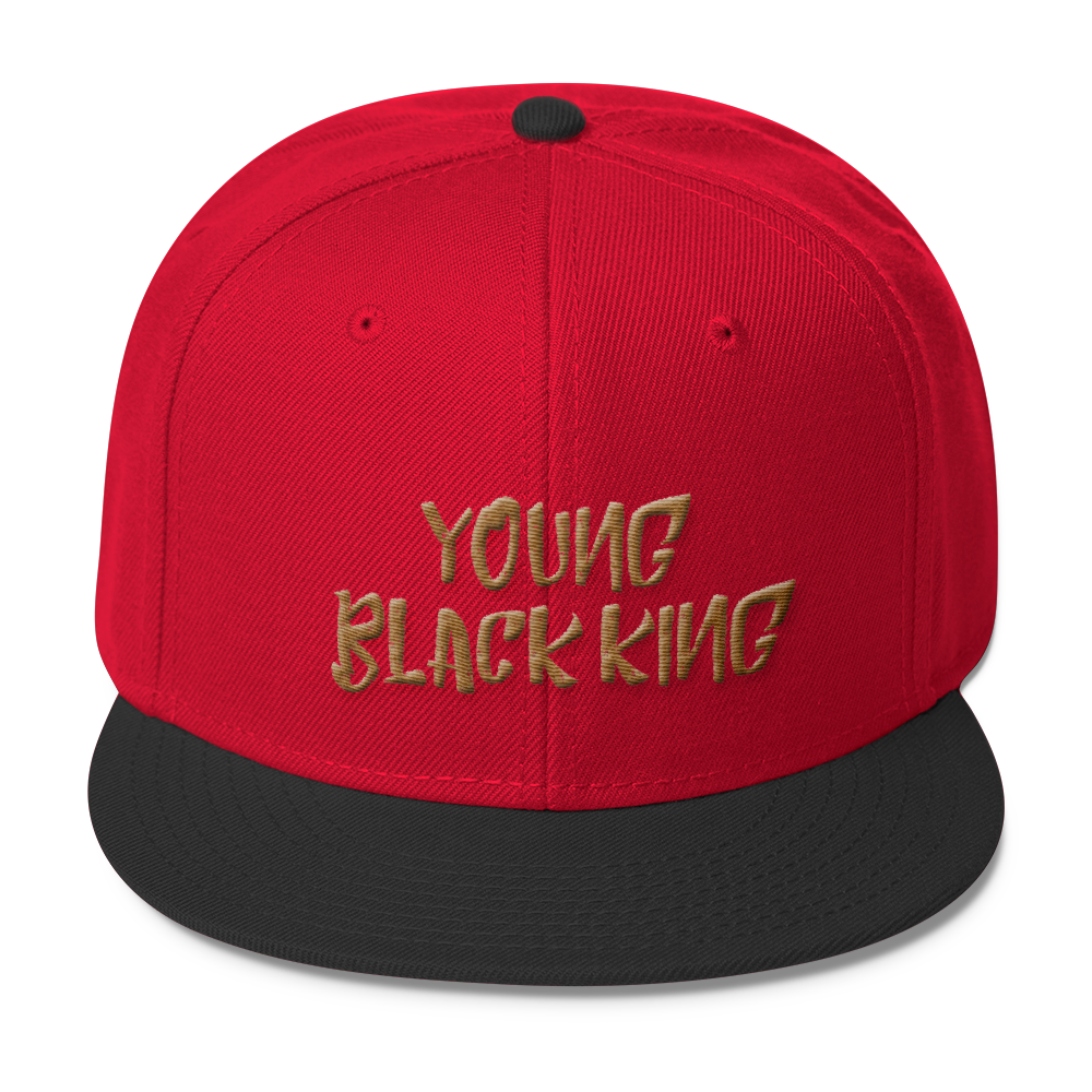 Young Black King- Gold Wool Blend Snapback - Chocolate Ancestor