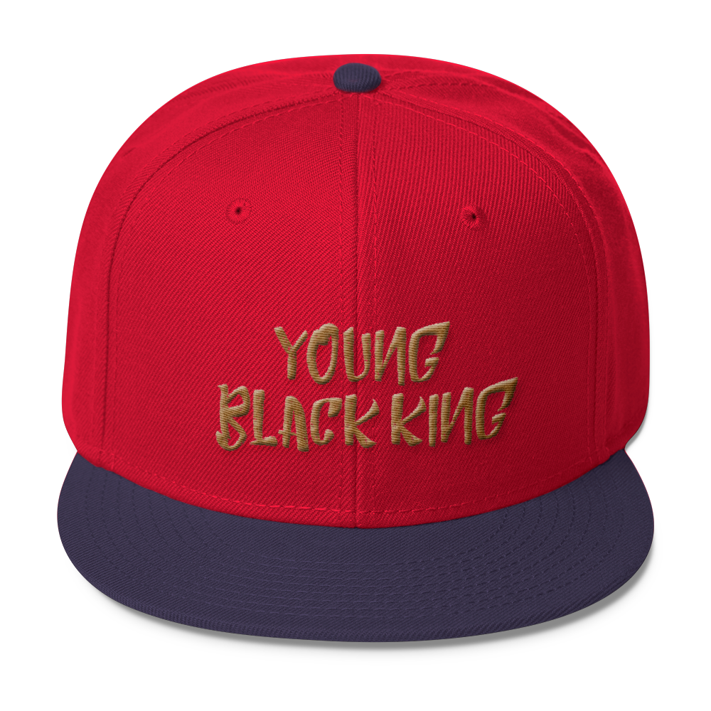 Young Black King- Gold Wool Blend Snapback - Chocolate Ancestor