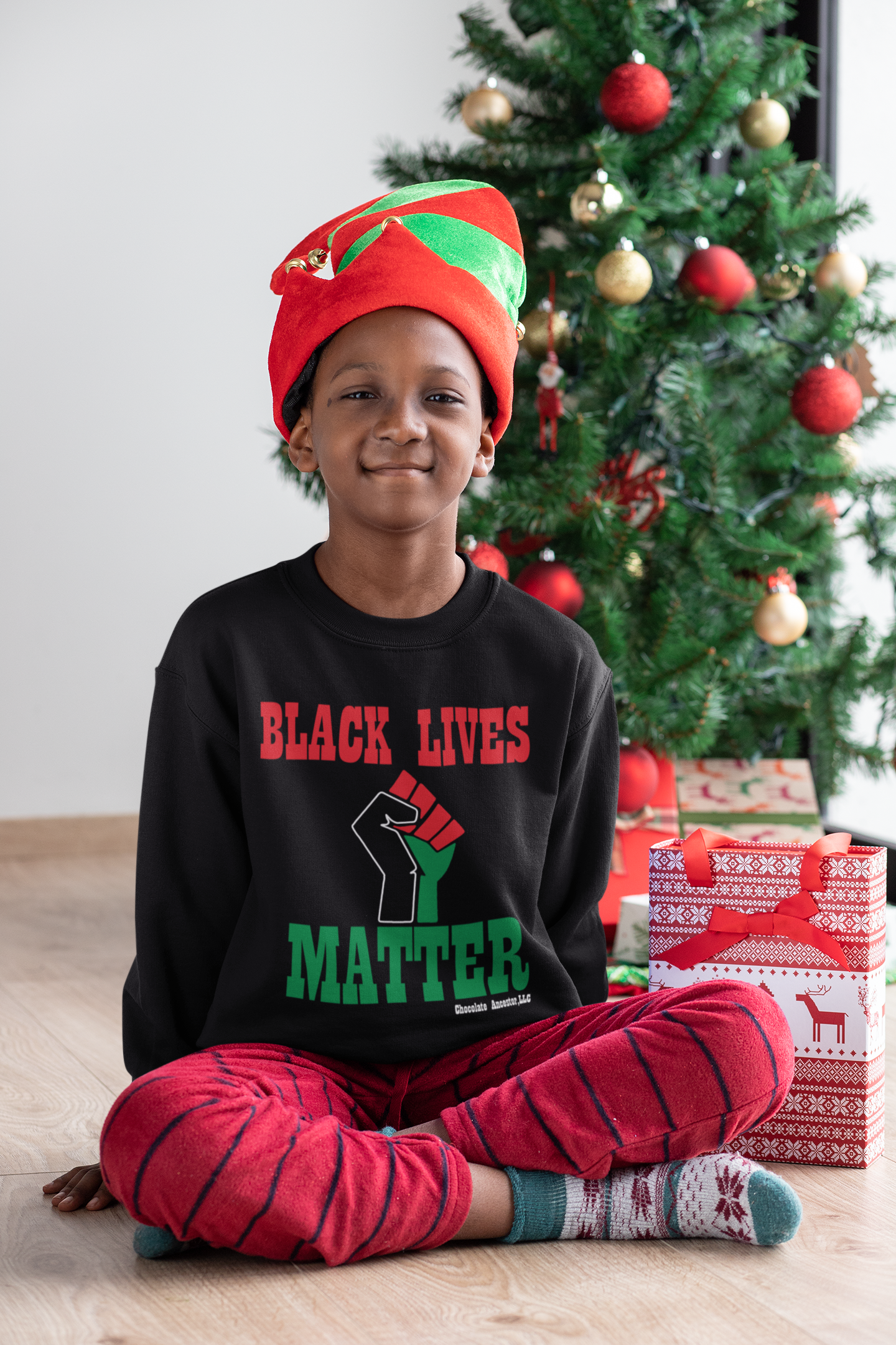 Black Lives Matter Pan African Kids' Crewneck Sweatshirt