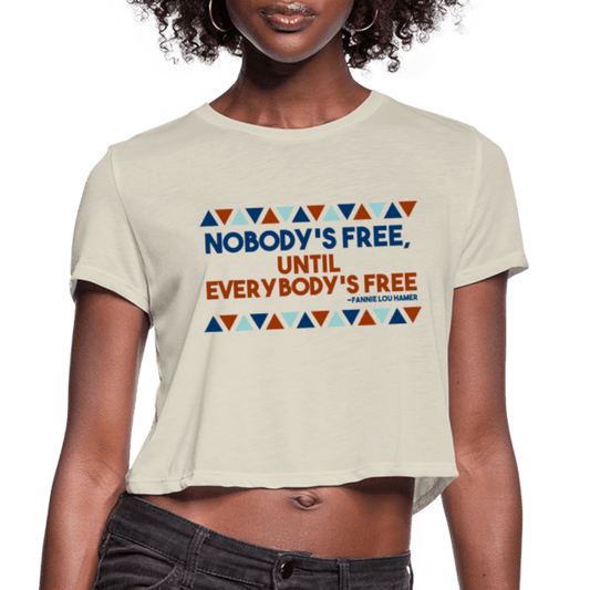 Nobody's Free Until Everybody's Free Fannie Lou Hamer Women's Crop Top (Style 2) - Chocolate Ancestor