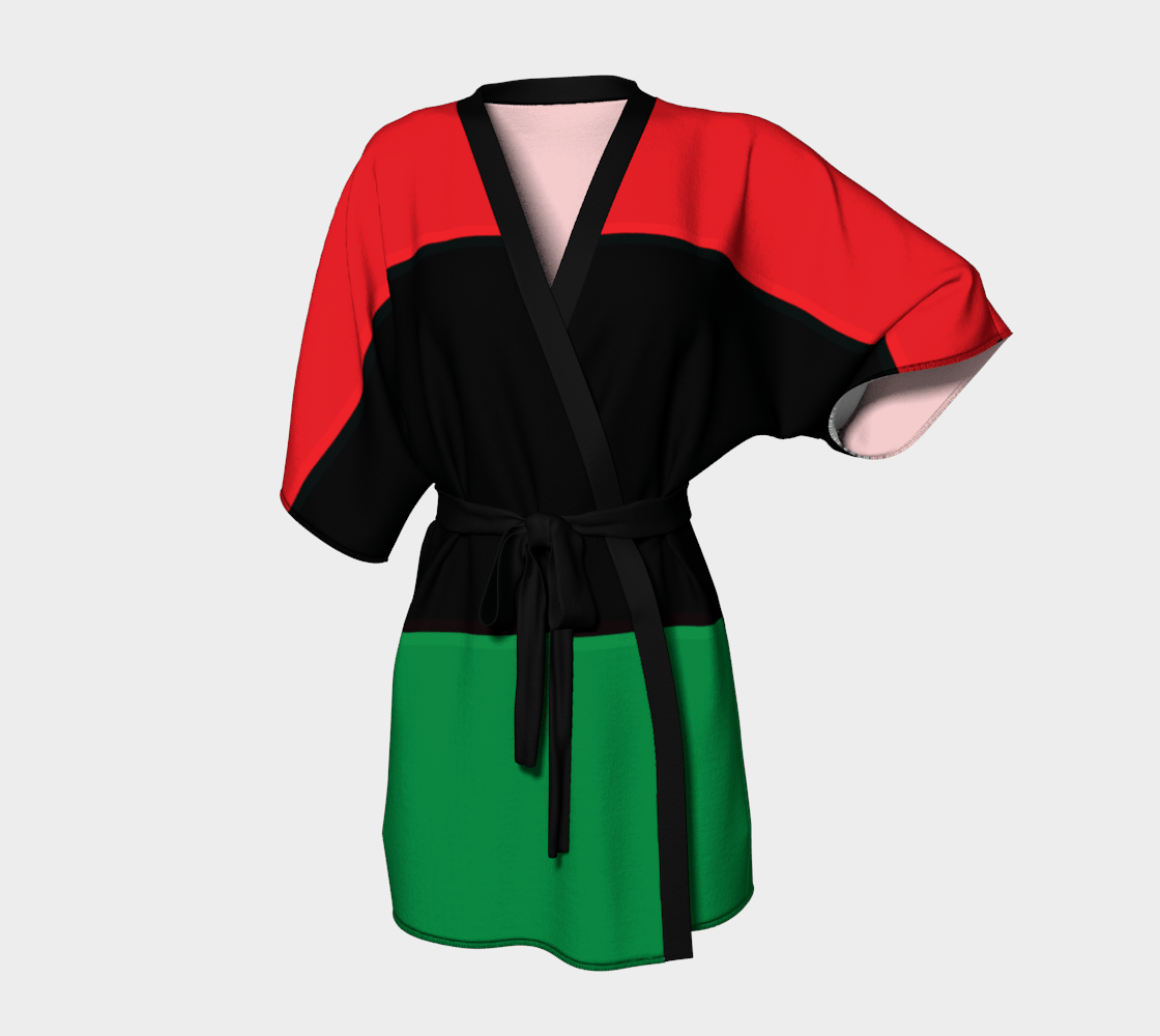 Pan African RBG Flag Kimono Robe - Chocolate Ancestor