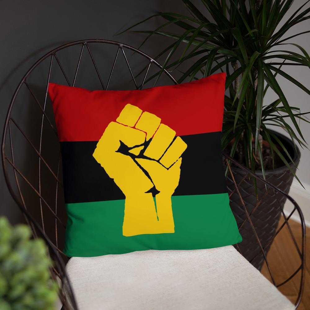 Pan African RBG Flag w/ Yellow Fist Pillow - Chocolate Ancestor