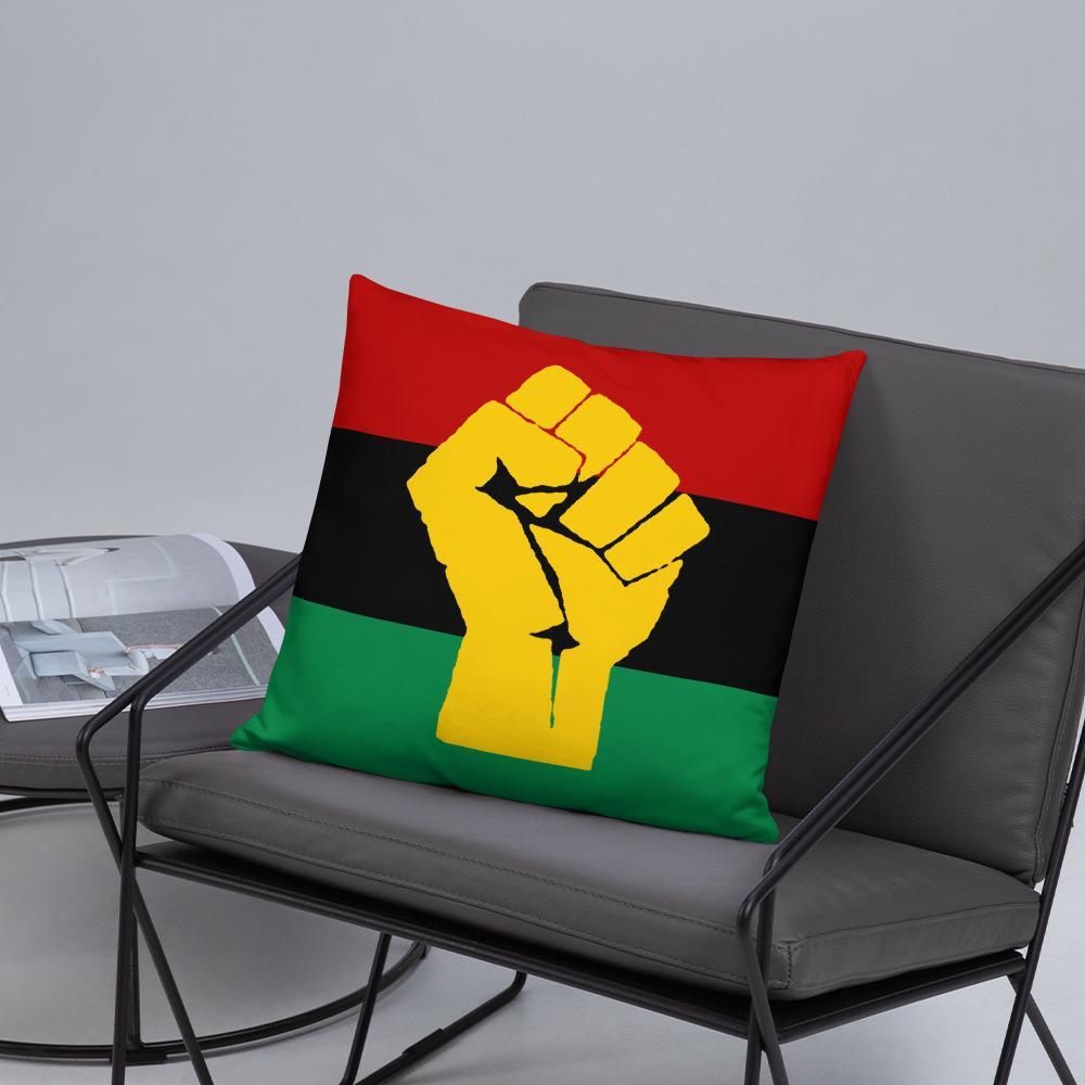 Pan African RBG Flag w/ Yellow Fist Pillow - Chocolate Ancestor