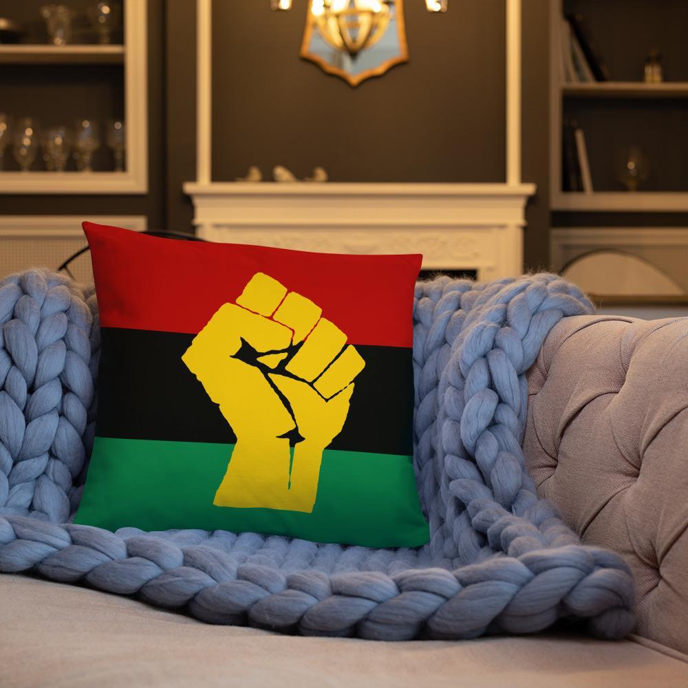 Pan African RBG Flag w/ Yellow Fist Pillow - Chocolate Ancestor