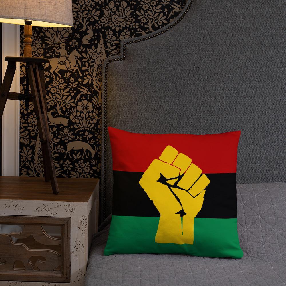 Pan African RBG Flag w/ Yellow Fist Pillow - Chocolate Ancestor