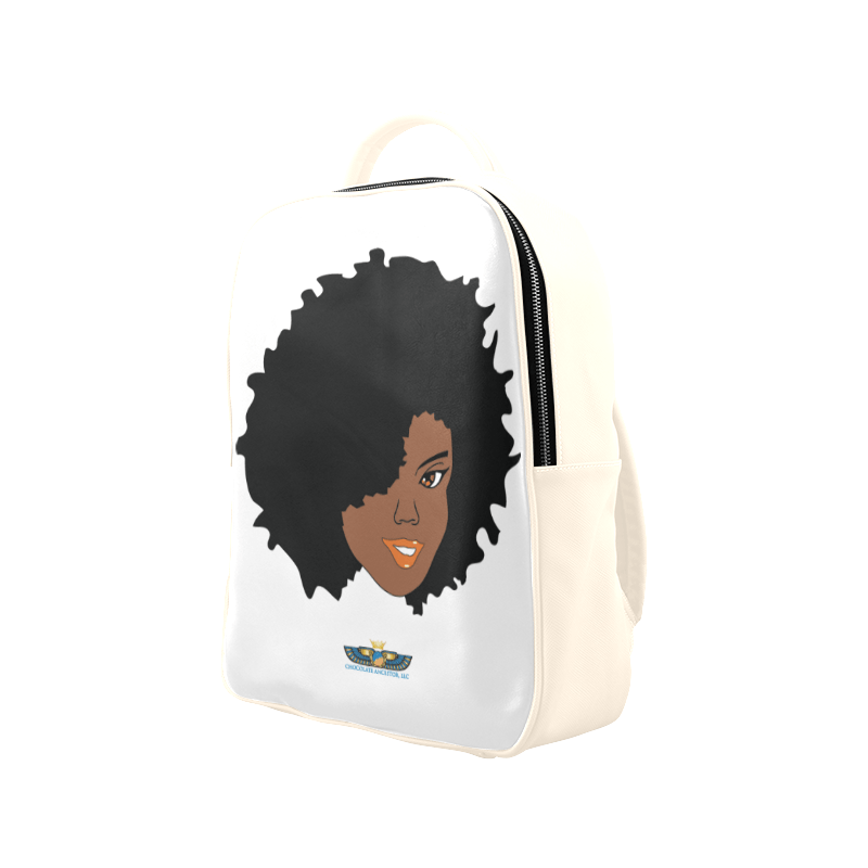 Plush Afro Diva Leather Bookbag - Chocolate Ancestor