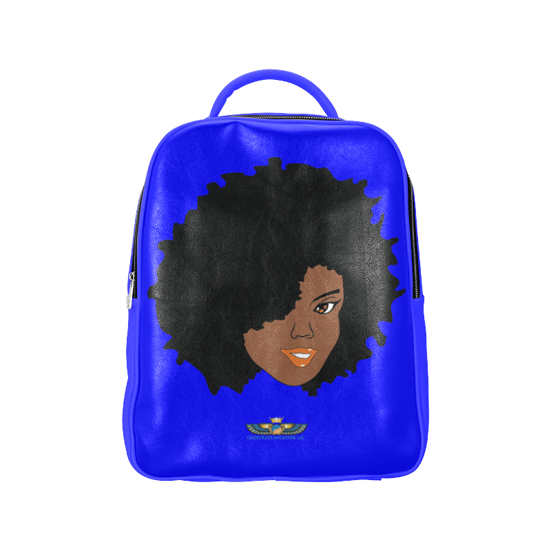 Plush Afro Diva Leather Bookbag - Chocolate Ancestor