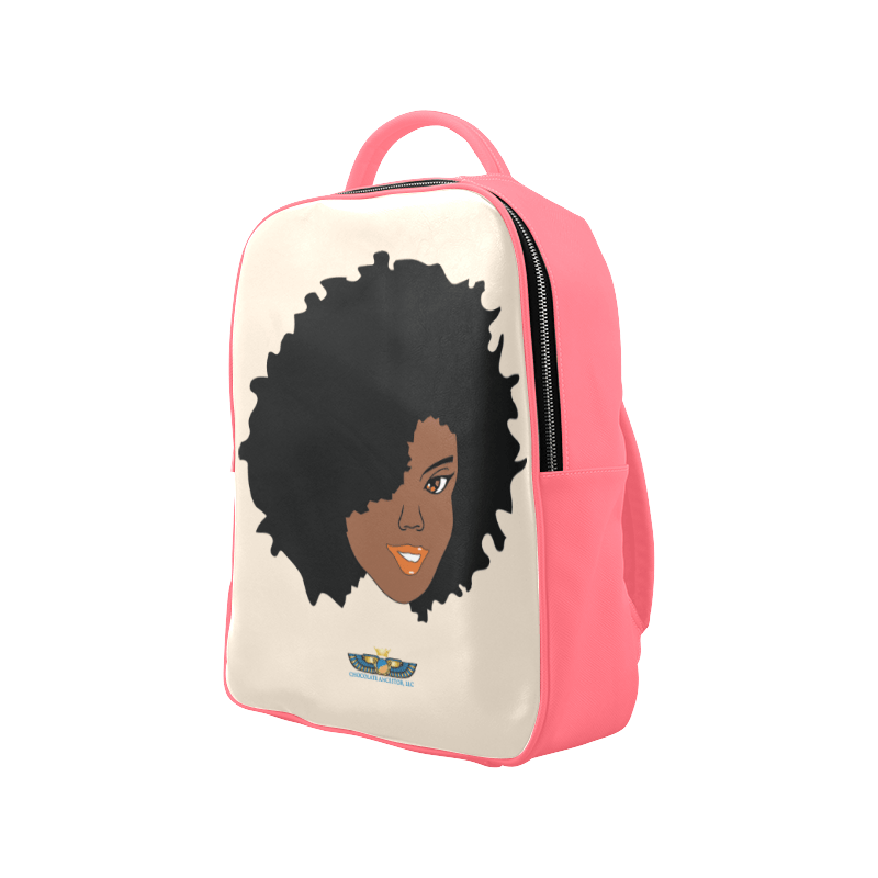 Plush Afro Diva Leather Bookbag - Chocolate Ancestor