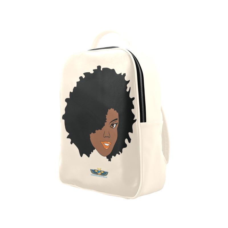 Plush Afro Diva Leather Bookbag - Chocolate Ancestor