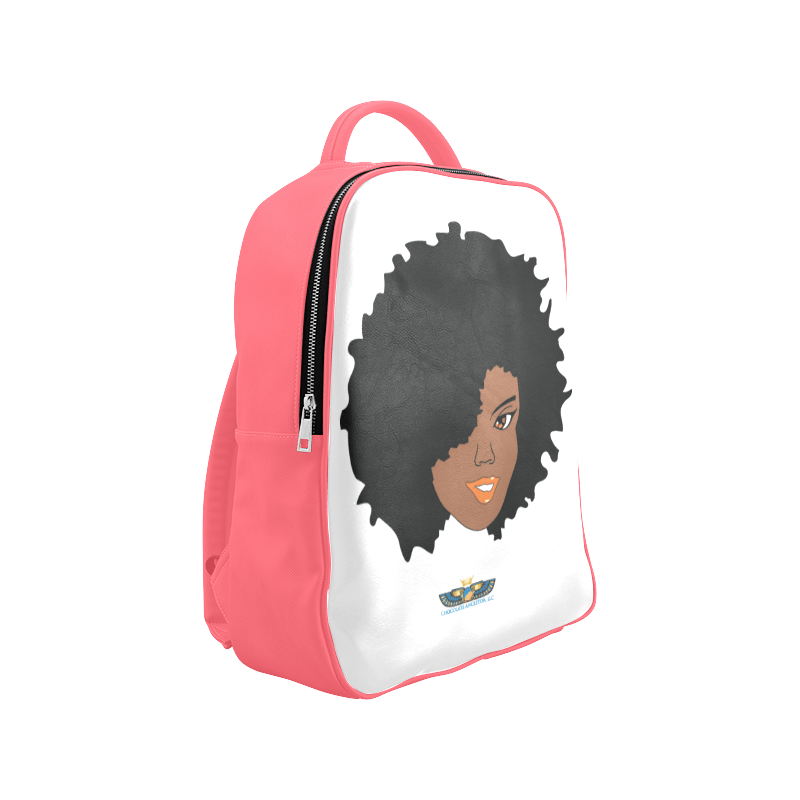 Plush Afro Diva Leather Bookbag - Chocolate Ancestor