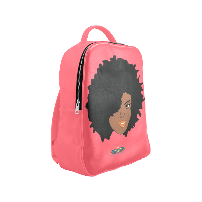 Plush Afro Diva Leather Bookbag - Chocolate Ancestor