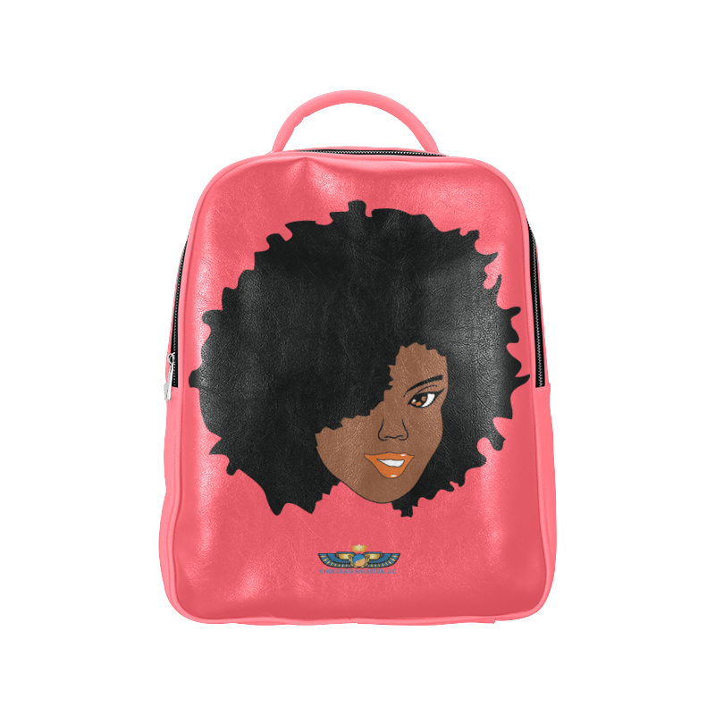 Plush Afro Diva Leather Bookbag - Chocolate Ancestor