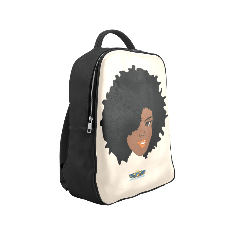 Plush Afro Diva Leather Bookbag - Chocolate Ancestor