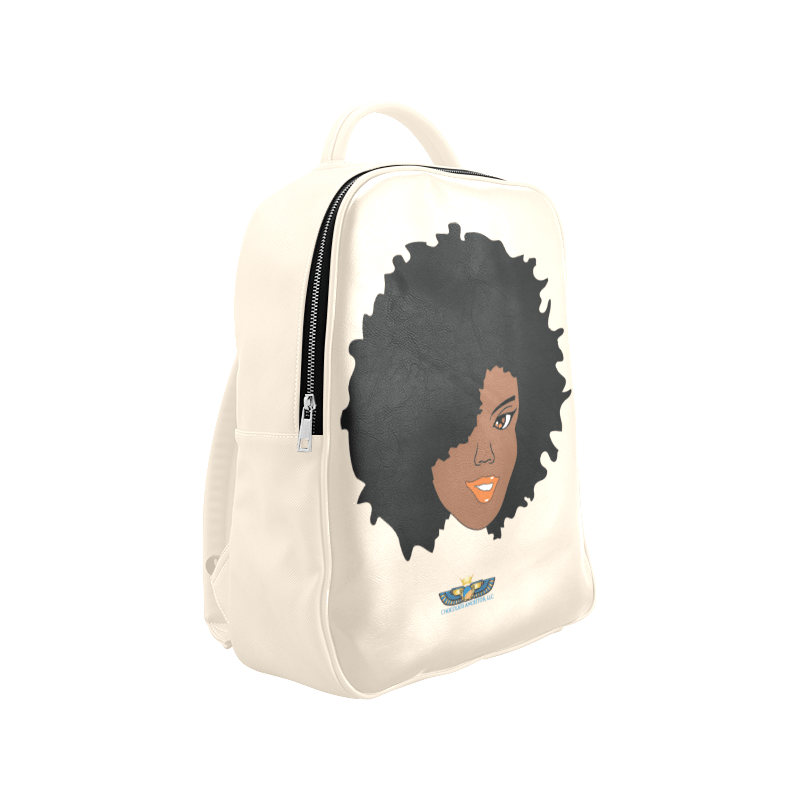 Plush Afro Diva Leather Bookbag - Chocolate Ancestor