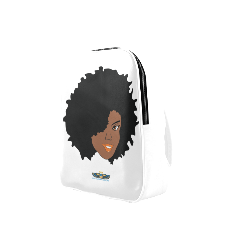 Plush Afro Diva Leather Bookbag - Chocolate Ancestor