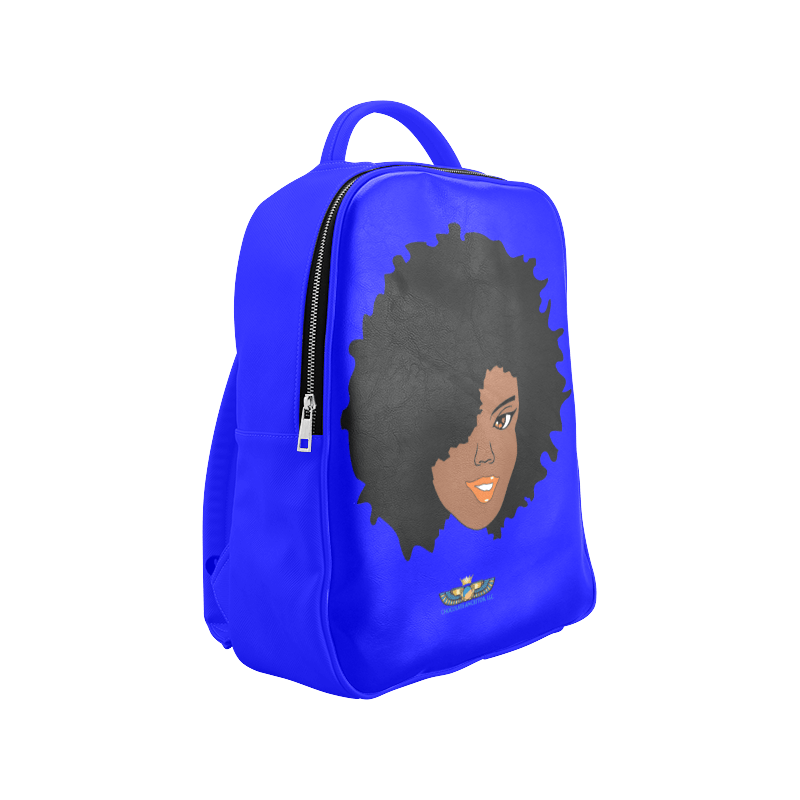 Plush Afro Diva Leather Bookbag - Chocolate Ancestor