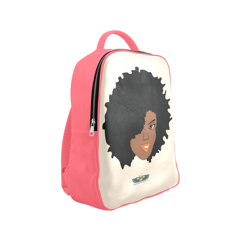 Plush Afro Diva Leather Bookbag - Chocolate Ancestor