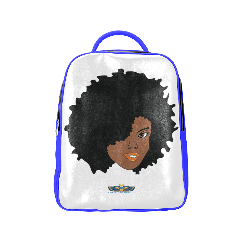 Plush Afro Diva Leather Bookbag - Chocolate Ancestor