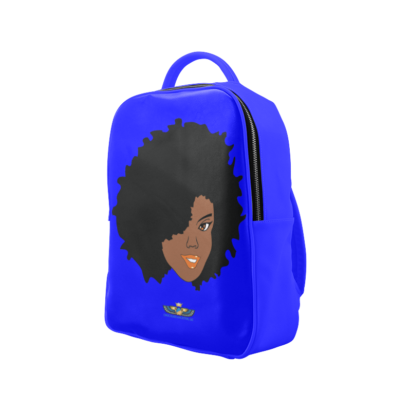 Plush Afro Diva Leather Bookbag - Chocolate Ancestor