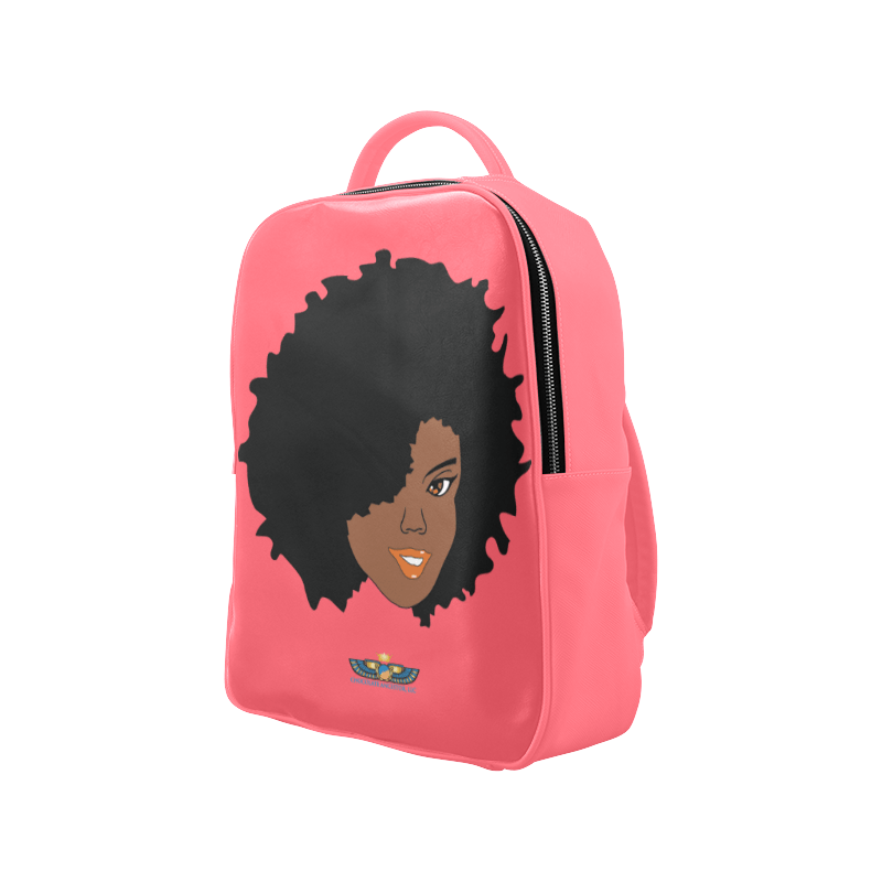 Plush Afro Diva Leather Bookbag - Chocolate Ancestor