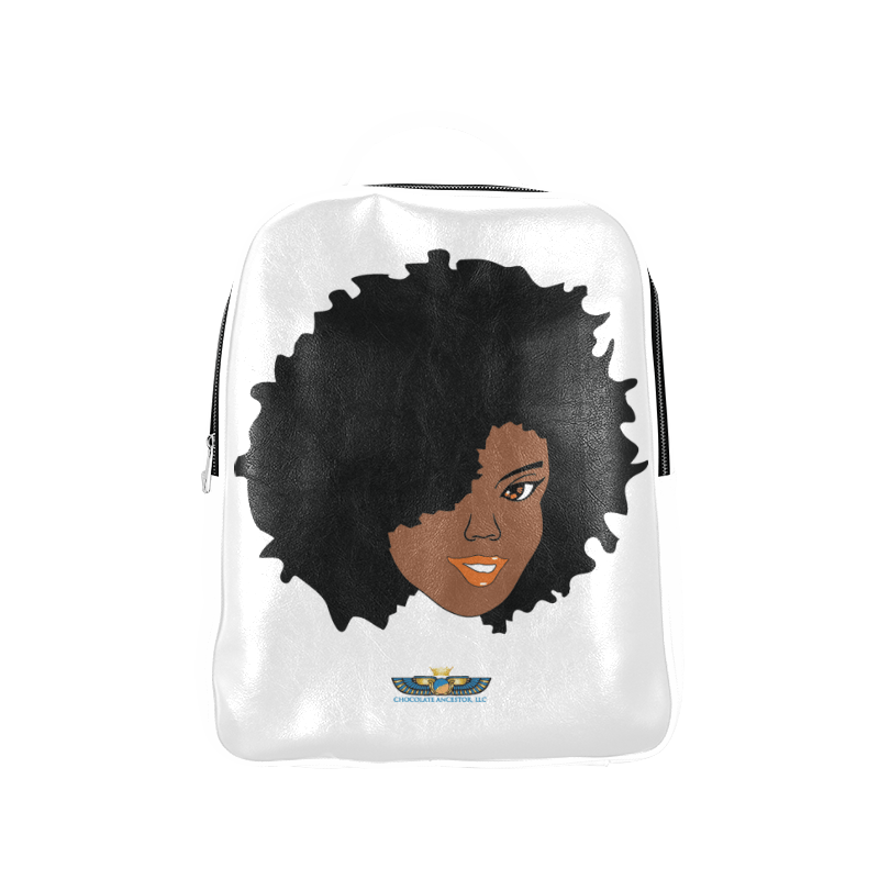 Plush Afro Diva Leather Bookbag - Chocolate Ancestor