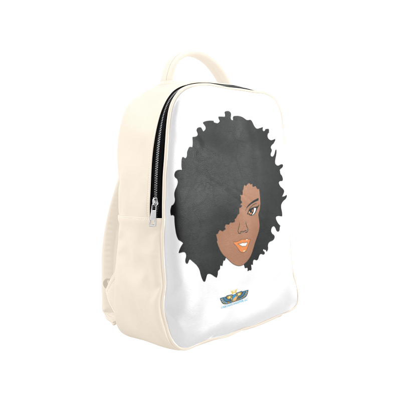 Plush Afro Diva Leather Bookbag - Chocolate Ancestor