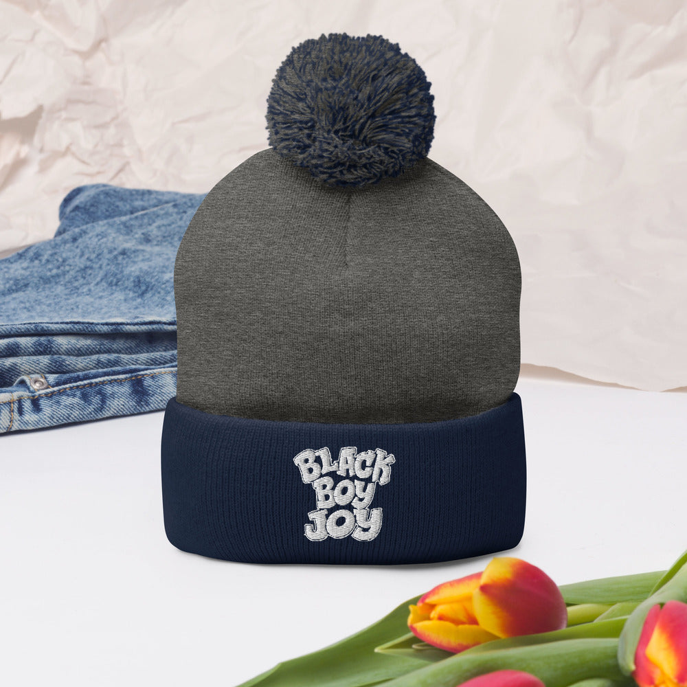 Black Boy Joy Pom Pom Knit Cap