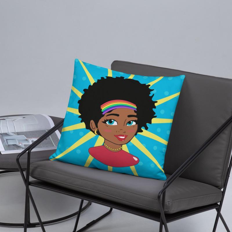 Pop Starburst Diva Square Pillow - Chocolate Ancestor