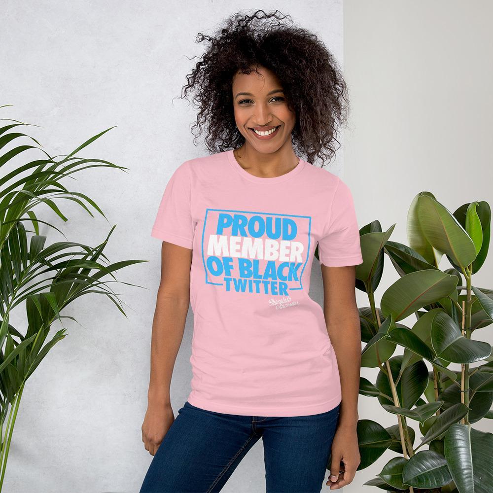 Proud Member of Black Twitter (Blue/White) Short-Sleeve Unisex T-Shirt - Chocolate Ancestor