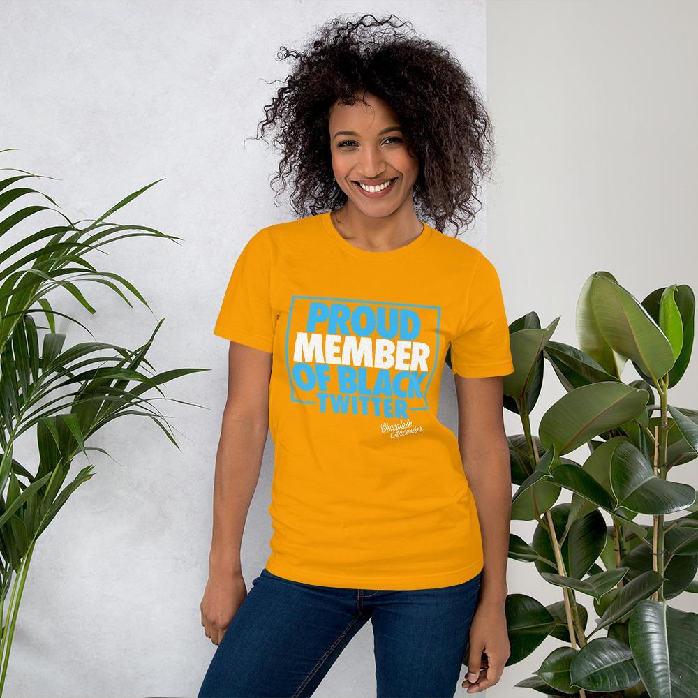 Proud Member of Black Twitter (Blue/White) Short-Sleeve Unisex T-Shirt - Chocolate Ancestor