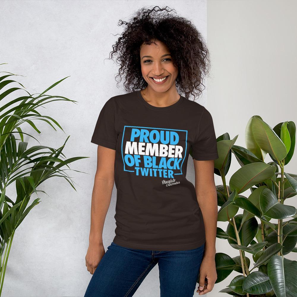 Proud Member of Black Twitter (Blue/White) Short-Sleeve Unisex T-Shirt - Chocolate Ancestor