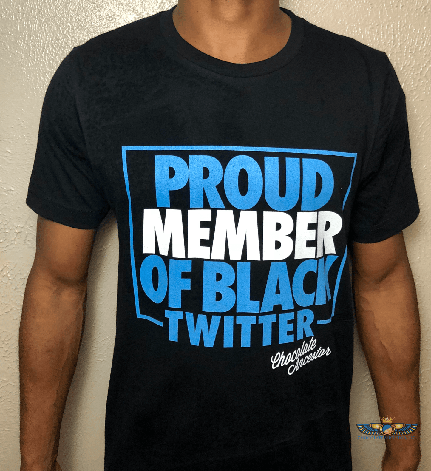 Proud Member of Black Twitter (Blue/White) Short-Sleeve Unisex T-Shirt - Chocolate Ancestor