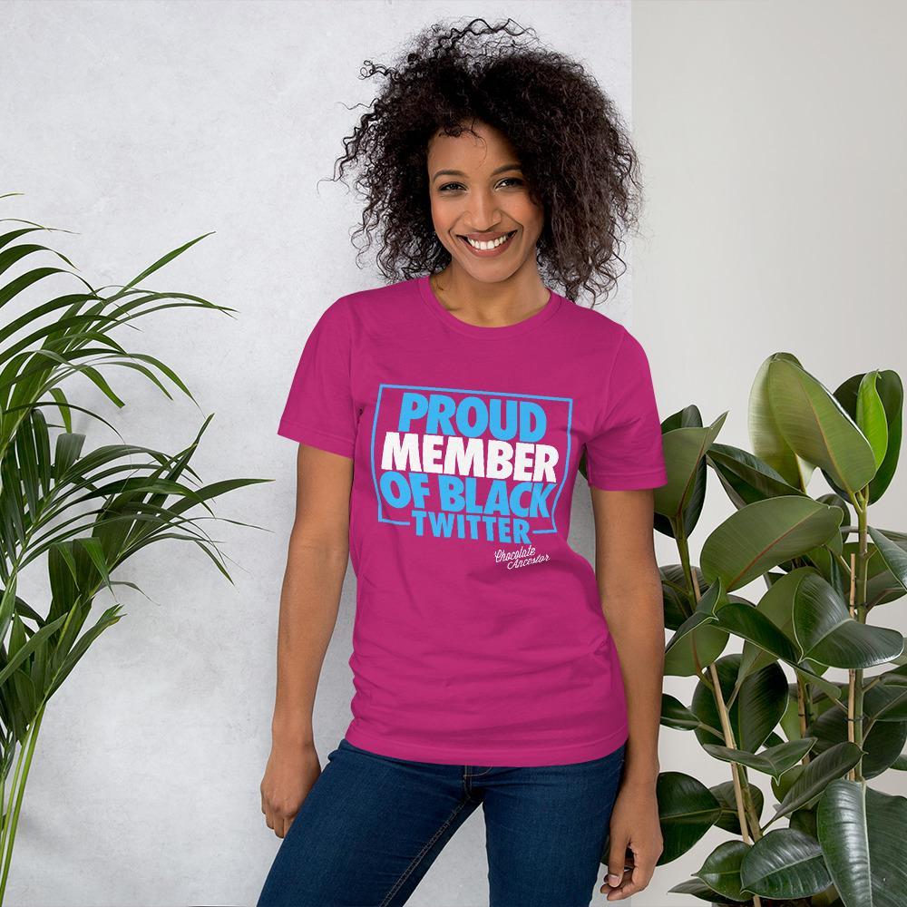 Proud Member of Black Twitter (Blue/White) Short-Sleeve Unisex T-Shirt - Chocolate Ancestor