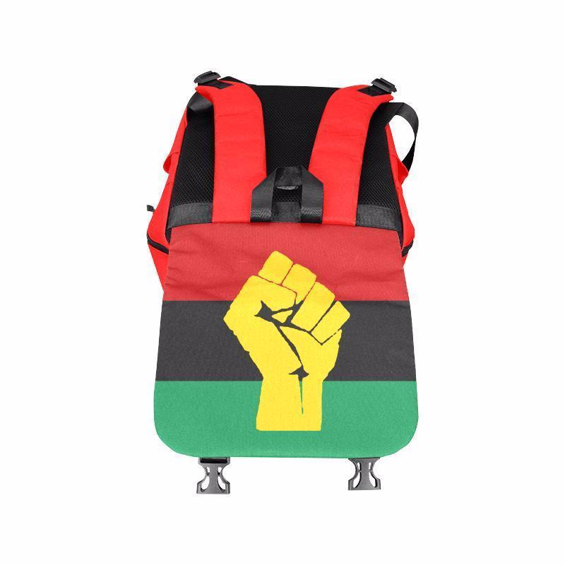 RBG Flag w/ Yellow Fist Shoulders Bookbag - Chocolate Ancestor