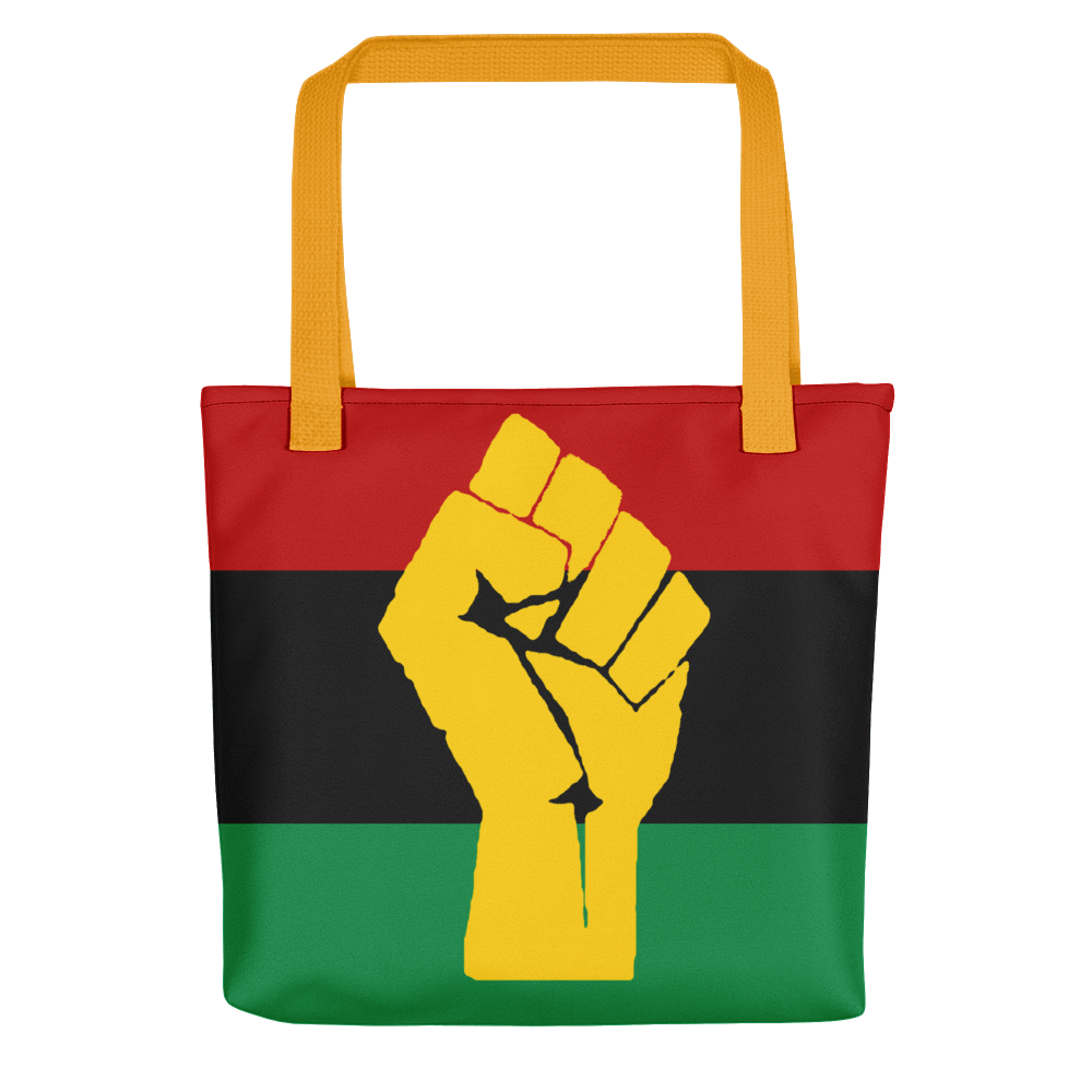 RBG Flag w/ Yellow Fist Tote bag - Chocolate Ancestor