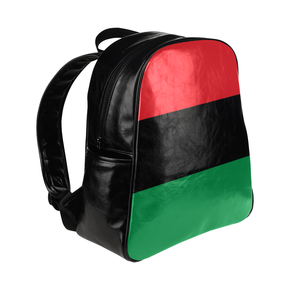 RBG Pan-African Flag Multi-pocket Leather Bookbag - Chocolate Ancestor