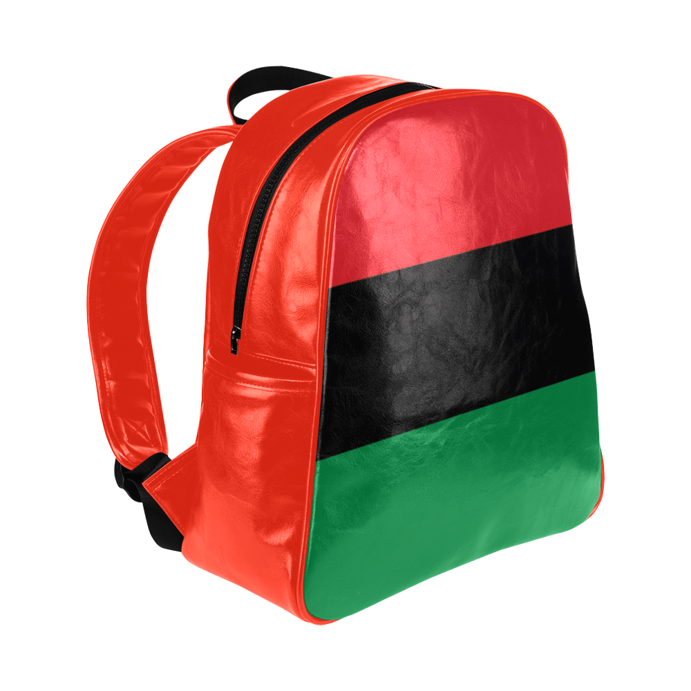 RBG Pan-African Flag Multi-pocket Leather Bookbag - Chocolate Ancestor