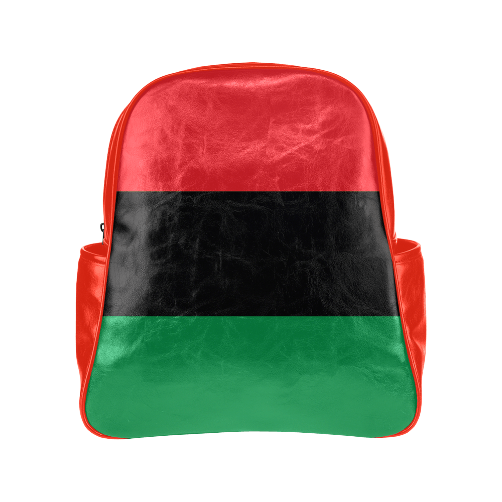 RBG Pan-African Flag Multi-pocket Leather Bookbag - Chocolate Ancestor