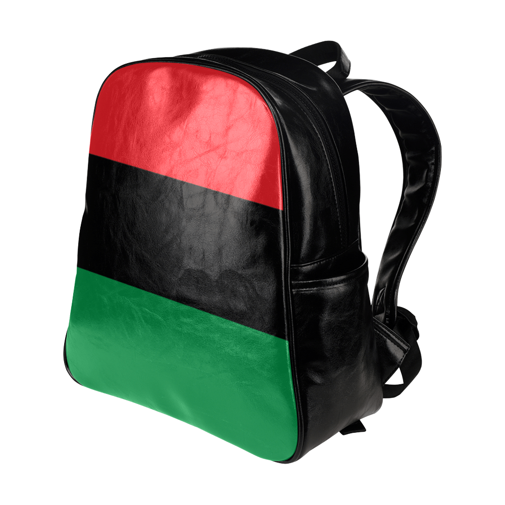 RBG Pan-African Flag Multi-pocket Leather Bookbag - Chocolate Ancestor