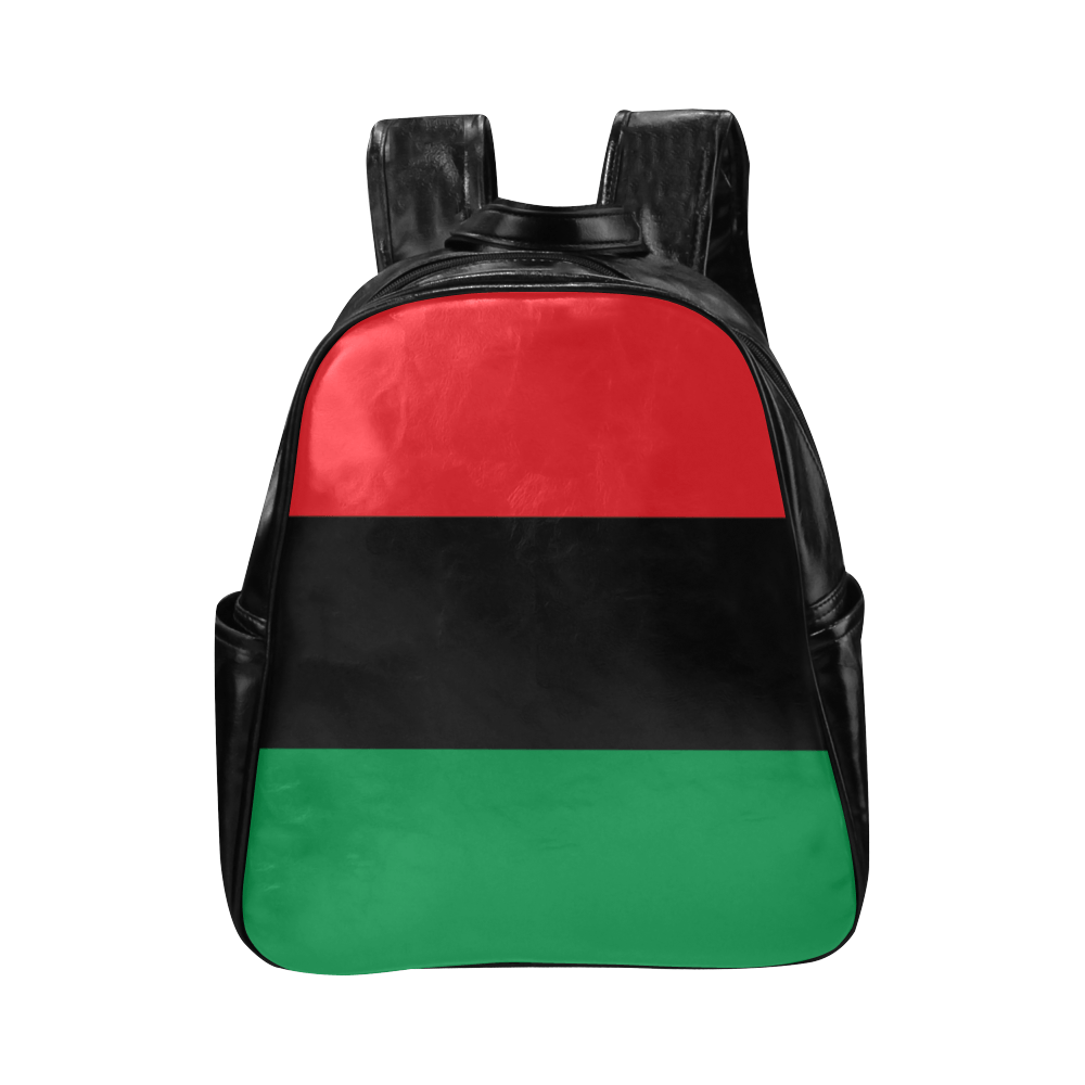 RBG Pan-African Flag Multi-pocket Leather Bookbag - Chocolate Ancestor