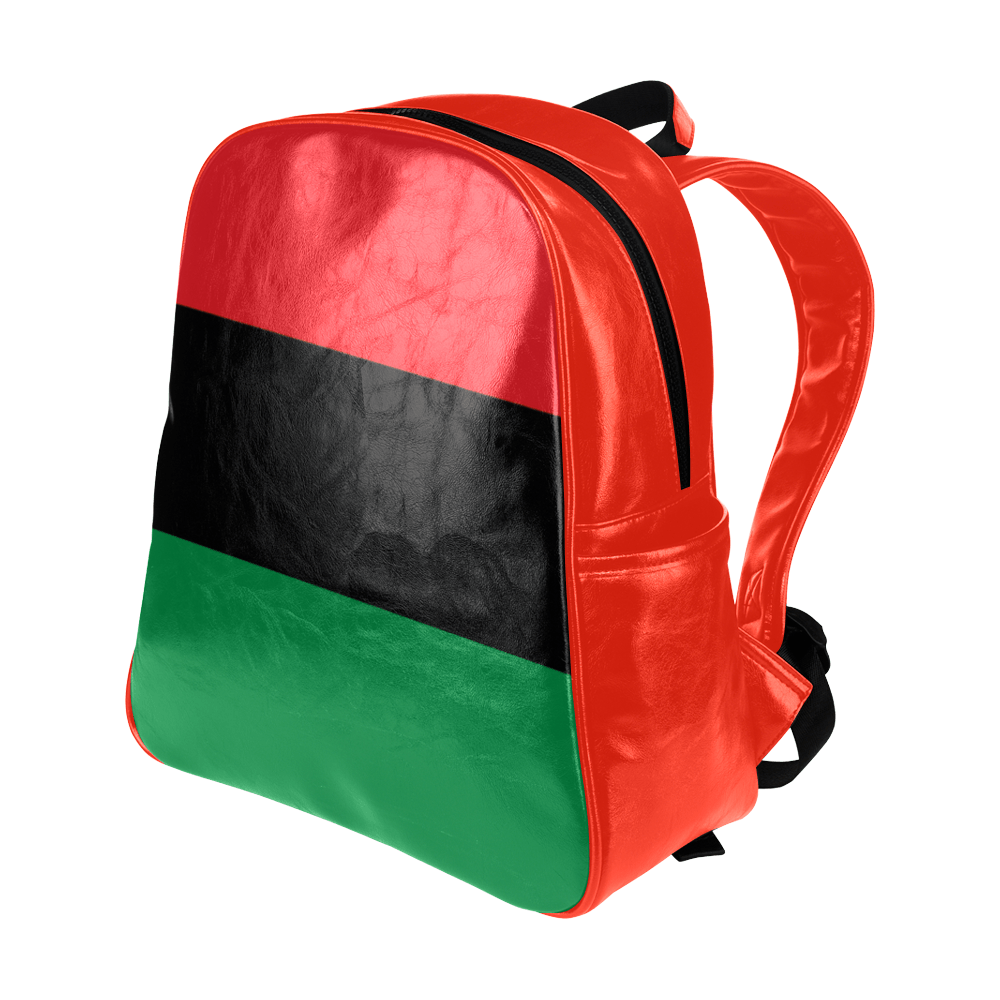 RBG Pan-African Flag Multi-pocket Leather Bookbag - Chocolate Ancestor