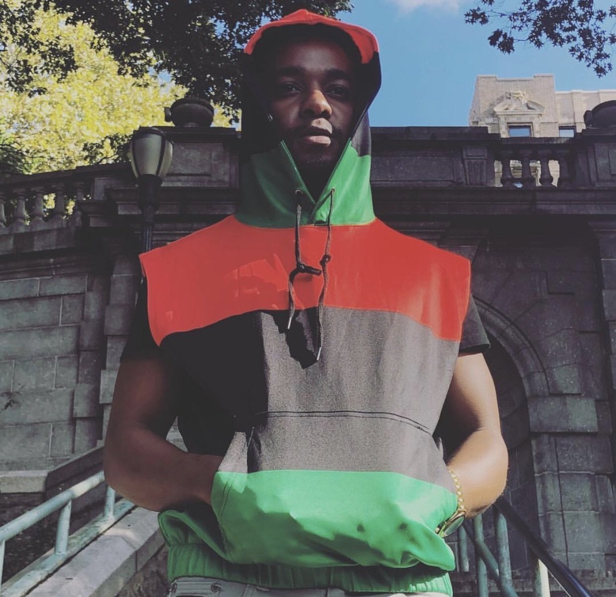 RBG Pan African Flag Unisex Sleeveless Hoodie - Chocolate Ancestor