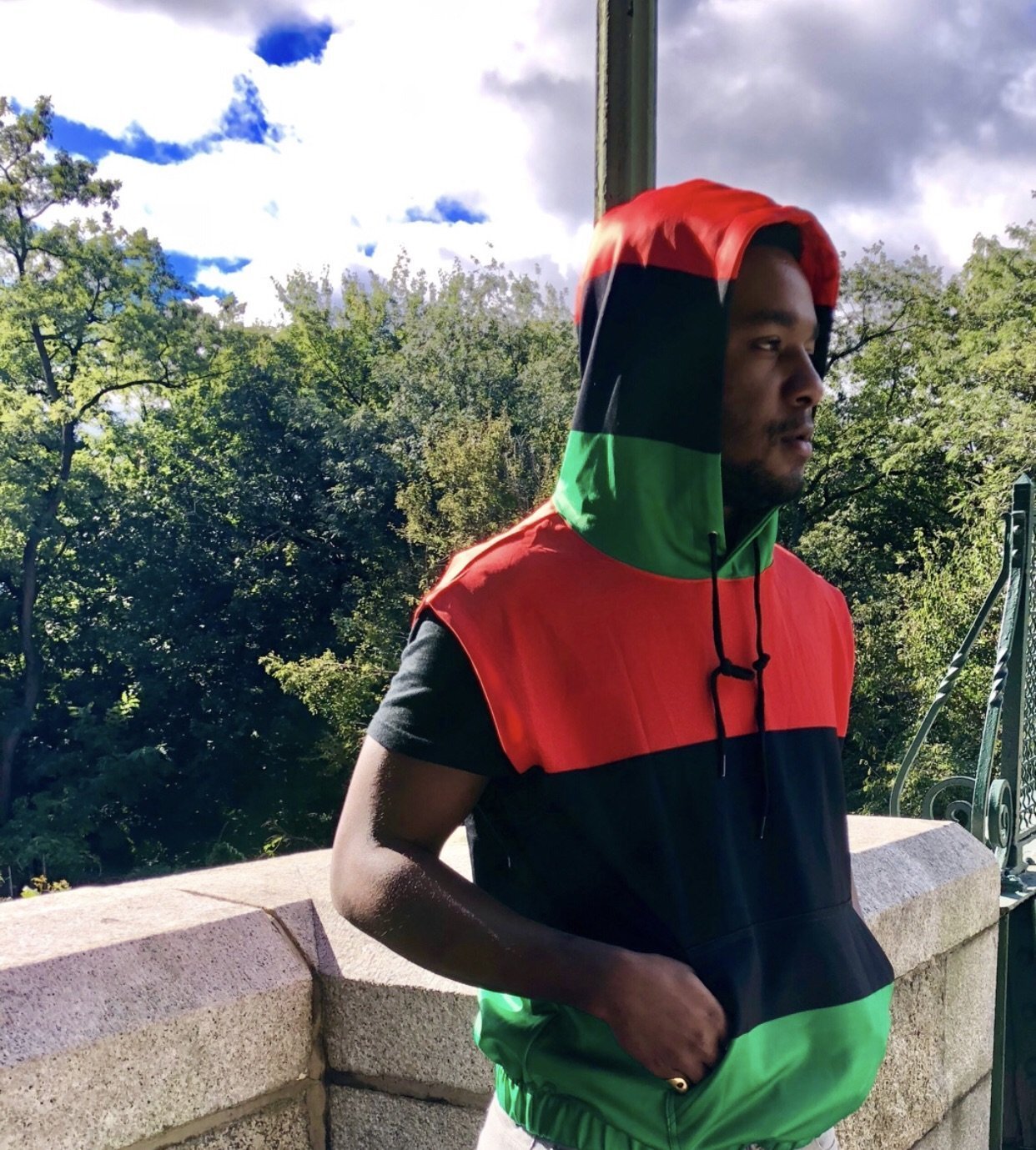 RBG Pan African Flag Unisex Sleeveless Hoodie - Chocolate Ancestor